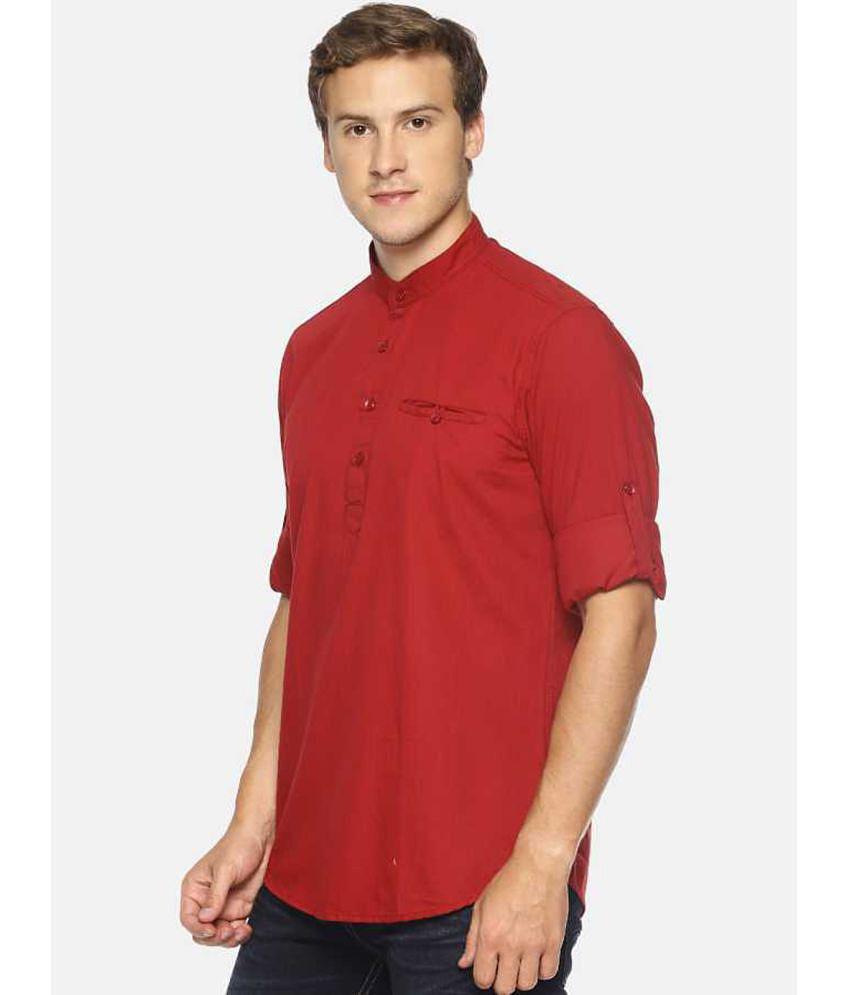 Springberry - Shirt Style 100 percent Cotton Maroon Men's Kurta ( Pack of 1 ) - None