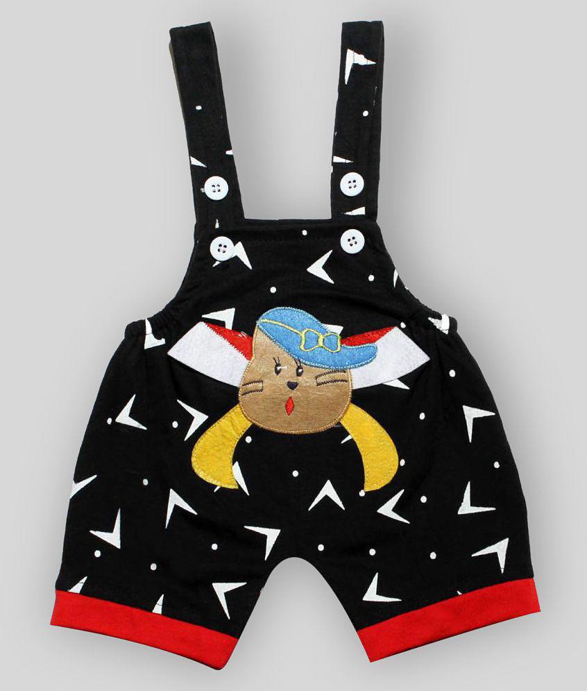 Stylish Women babeezworld dungaree for Boys & Girls casual printed pure cotton (Black & White ; 