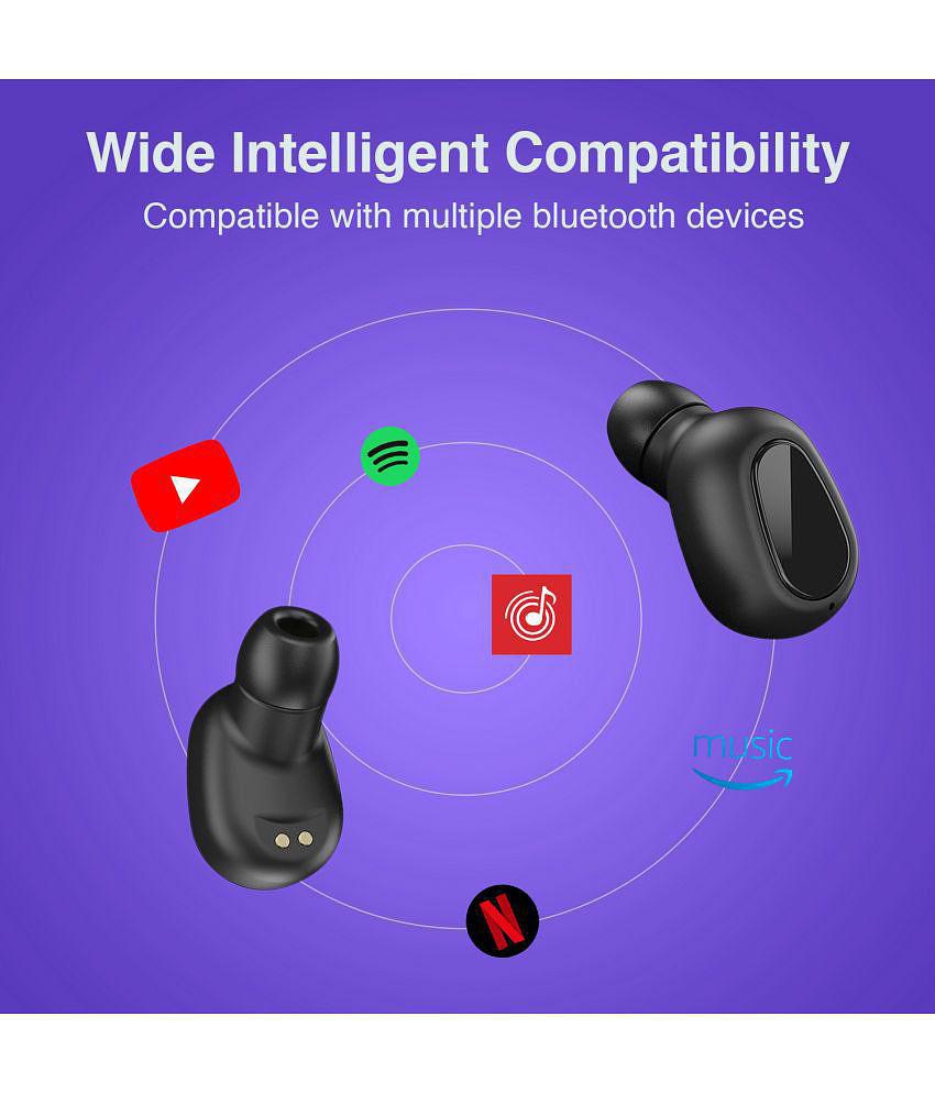 Tecsox MiniPod Earbuds Bluetooth Bluetooth Earphone In Ear Powerfull Bass Black