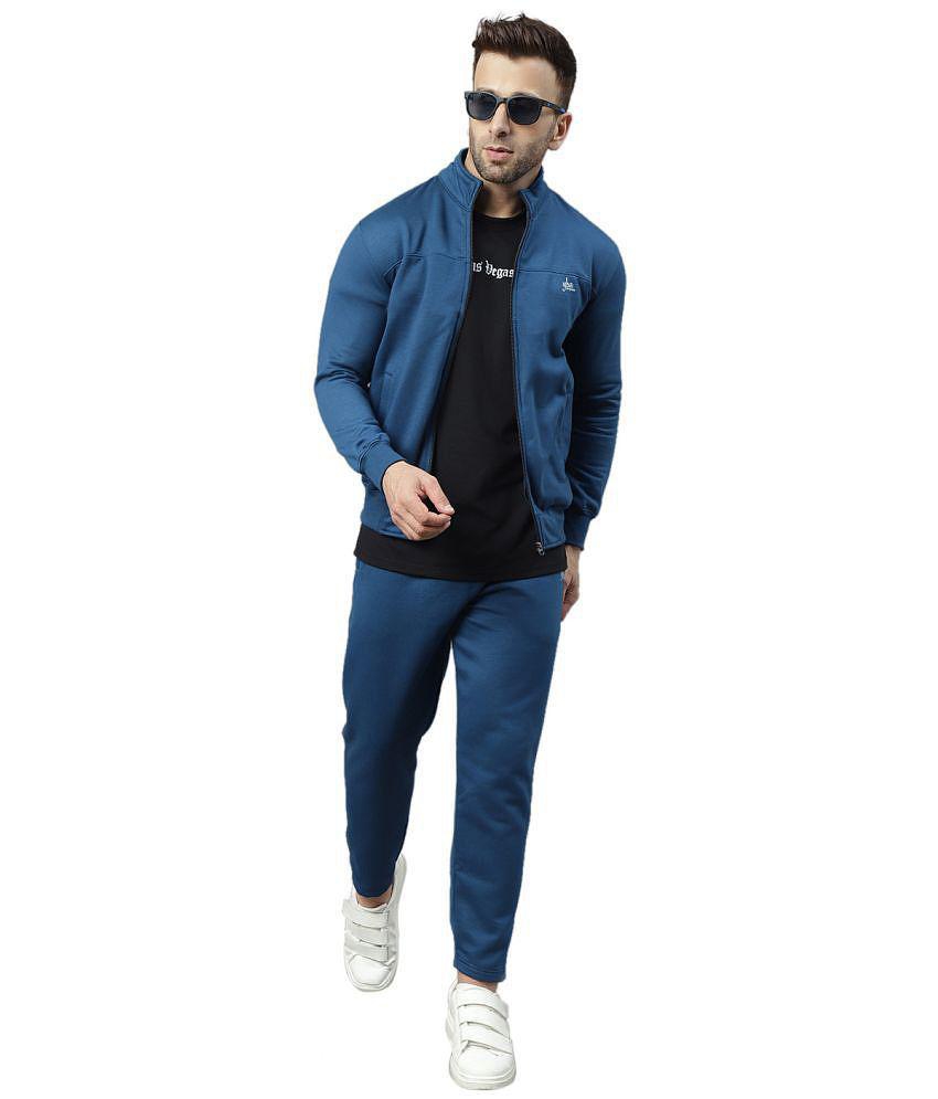 YHA - Blue Fleece Regular Fit Mens Tracksuit ( Pack of 1 ) - L