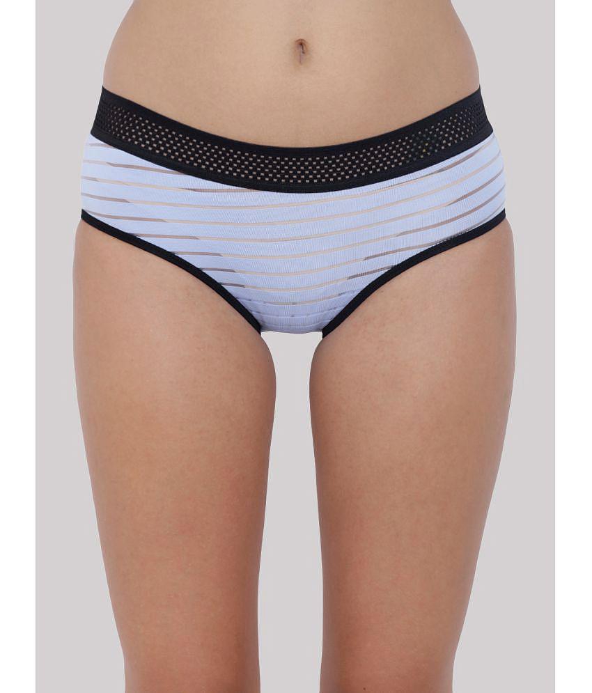 Top Men BASIICS By La Intimo - Light Blue BCPBR01 Polyester Striped Womens Briefs ( Pack of 1 ) 