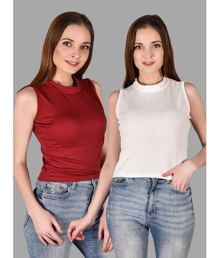 Best Women Fabric Falcon - Multi Color Polyester Women's Tank Top ( Pack of 2 ) - None 2025 at S