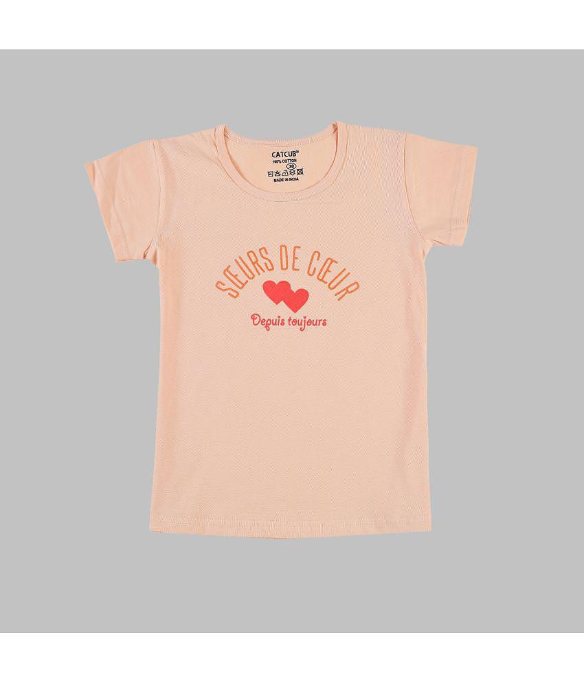Chic Men CATCUB - Peach 100% Cotton Girls T-Shirt ( Pack of 1 ) - None 2025 at ShopCircuit | OND