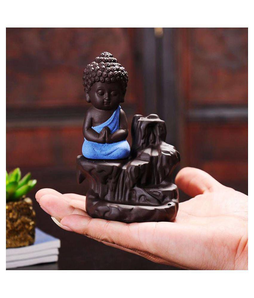 Leavess Idol Smoke Buddha Resin Buddha Idol 14 x 7 cms Pack of 1