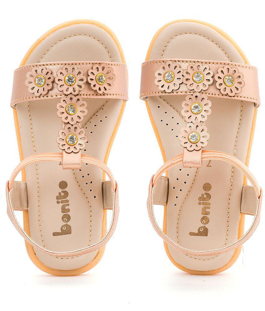 Bonito Rose Gold Flat Sling Back Sandal for Girls - None