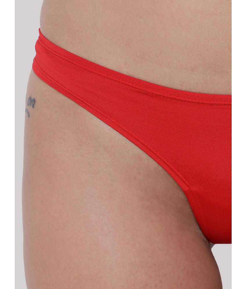 Sophisticated Men BASIICS By La Intimo - Red BCPSS01 Polyester Solid Womens Bikini ( Pack of 1 )