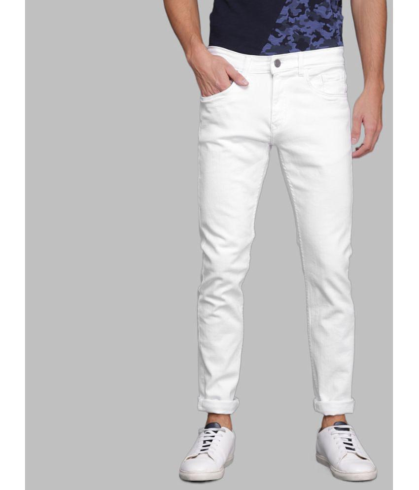 HALOGEN - White Denim Slim Fit Mens Jeans ( Pack of 1 ) - None