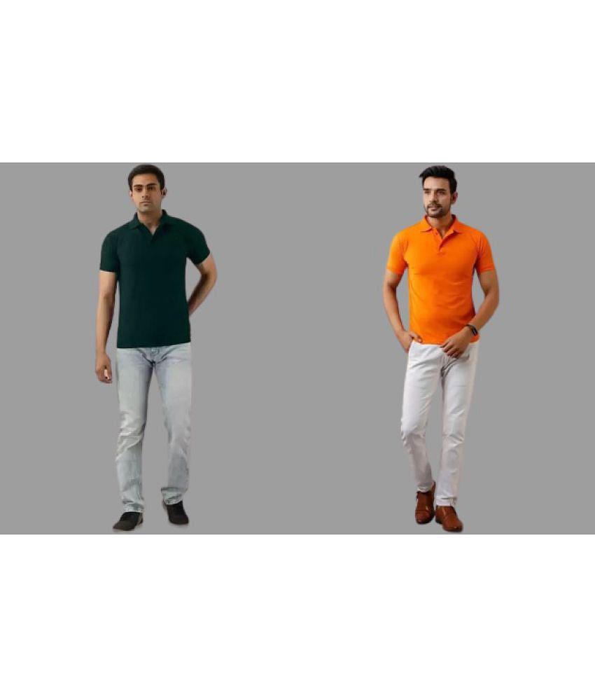 SKYRISE - Multicolor Cotton Blend Slim Fit Men's Polo T Shirt ( Pack of 2 ) - None