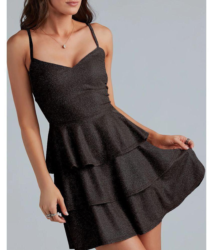 Best Men Addyvero Polyester Embellished Mini Womens Fit & Flare Dress - Black ( Pack of 1 ) - No