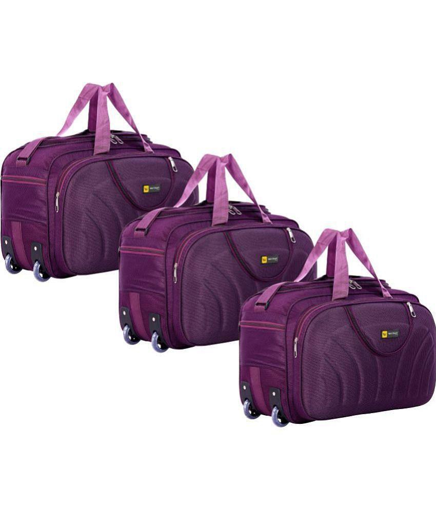 Waycraft - 55 Ltrs Purple Polyester Duffle Trolley - L