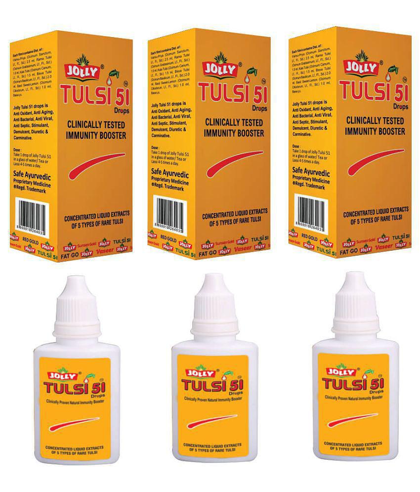 Jolly Pharma  Tulsi 51 Immunity Booster Drops  Liquid 72 ml Pack of 3