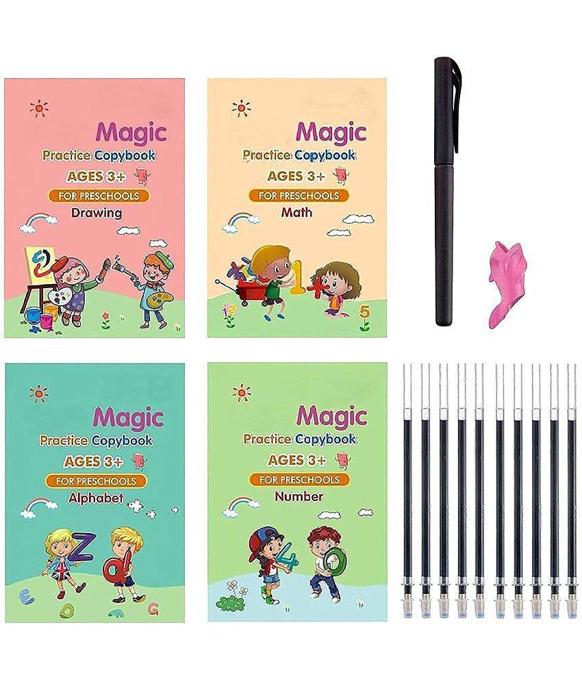 4 PCS Magic Practice Copybook for Kids, Handwriting English Reusable Magical Practice Copy Books for Kids Tracing Book Letter Writing Book