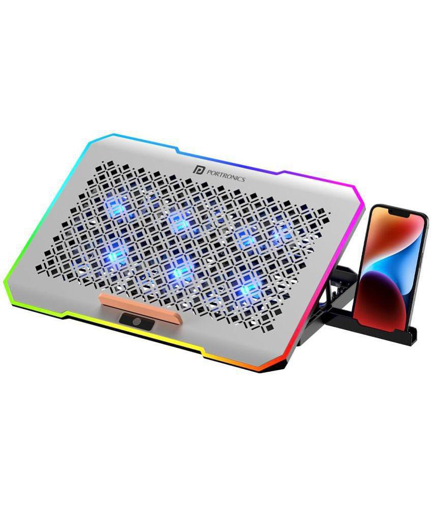 Portronics Cooling Pad For Upto 43.18 cm (17) Gray 10 RGB Light Modes