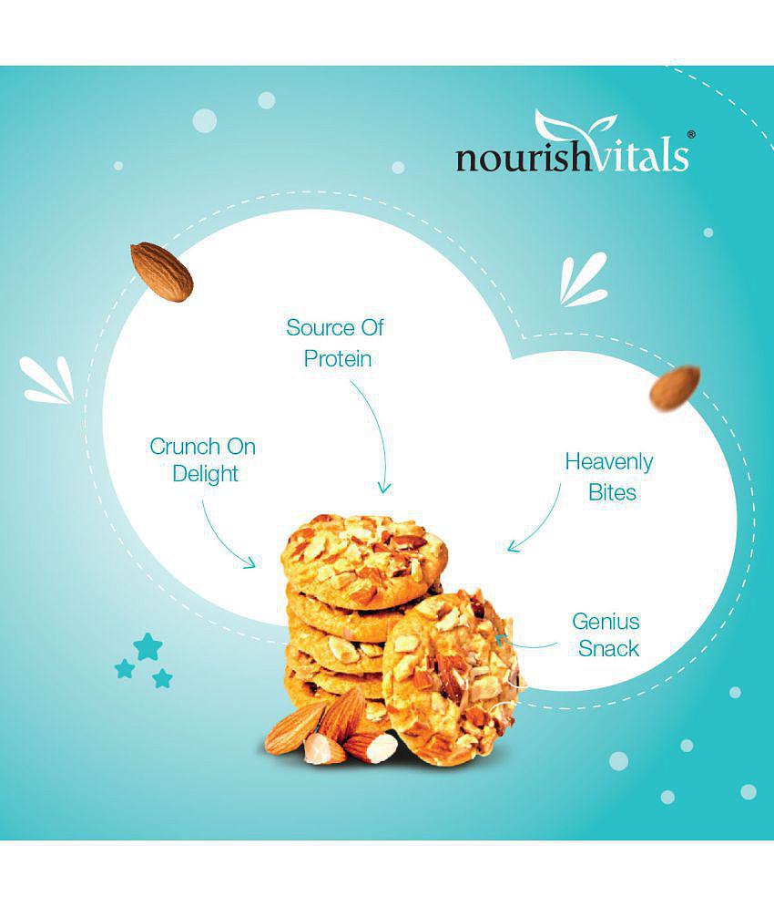 NourishVitals Almond Cookies, Heavenly Bites, Source of Protein, Crunchy Delights, Genius Snack,120g