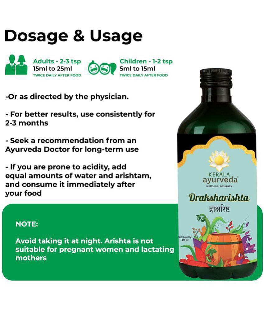 Kerala Ayurveda Draksharishta 450 ml | For Anemia| Non-Constipating Iron Tonic| To Flush Out Blood Impurities| For General Debility