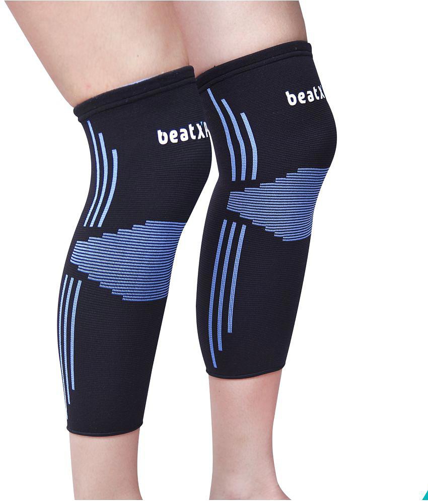 beatXP 3D Knee Support Stripes and Checks Support Cap Brace/Sleeves Pair For Sports, Gym, Pain Relief, Knee Compression Support, Exercise, Running, Cycling, Workout For Men And Women-Large -