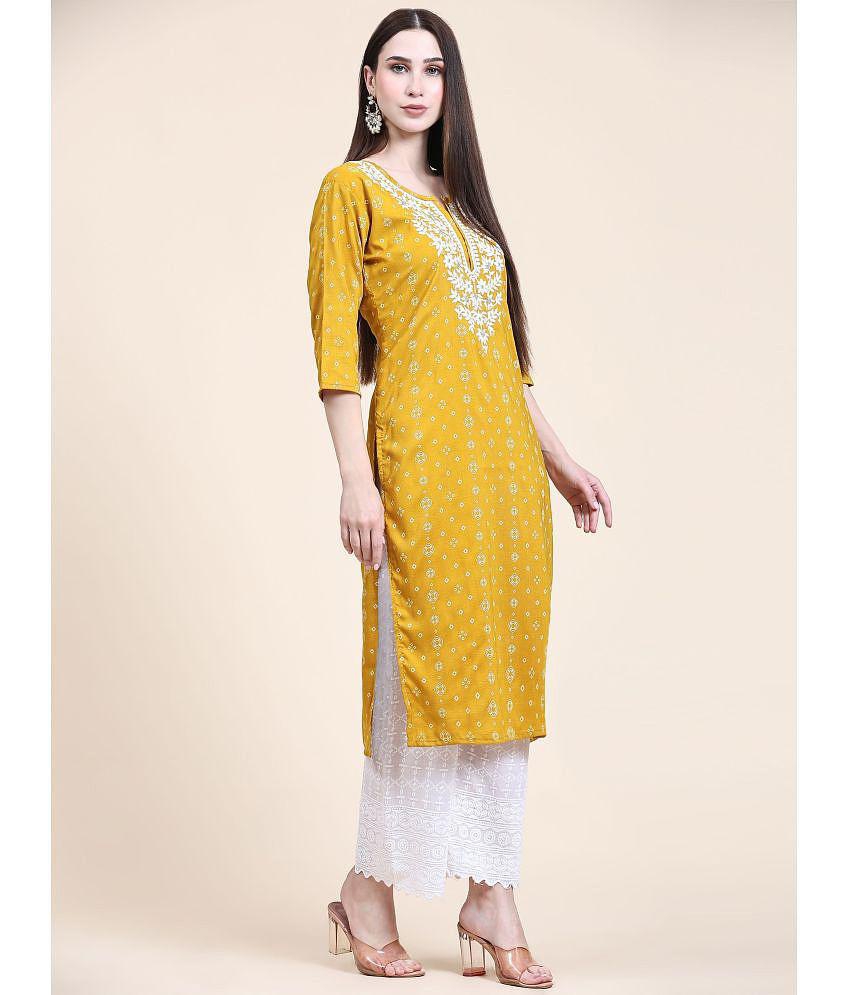 Buy Online Plo UB WOLF - Mustard Cotton Women's Straight Kurti ( Pack of 1 ) - None