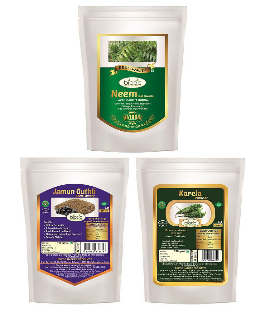 Biotic Neem, Karela & Jamun Powder for Diabetes Powder 300 gm