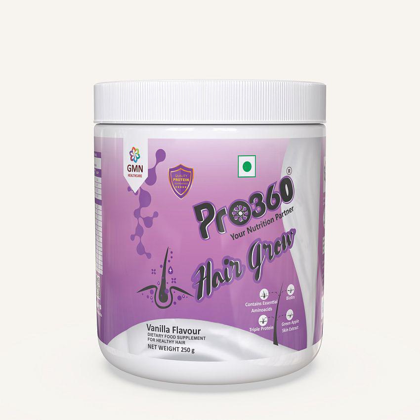 PRO360 Hair Grow Protein Health Drink Powder 250 gm Vanila