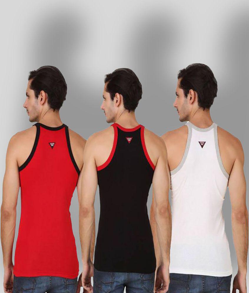 Hap Kings - Multicolor Cotton Men's Vest  ( Pack of 3 ) - 90