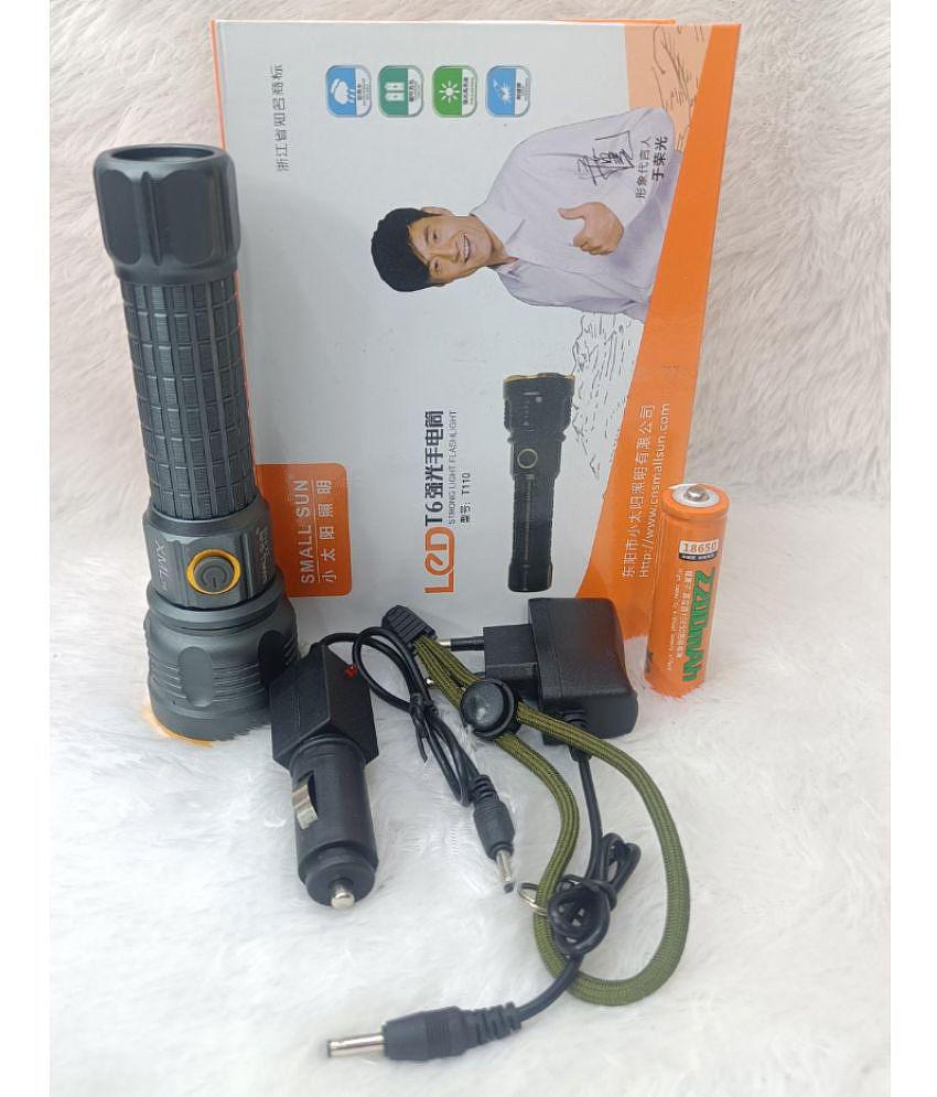 SUN ZY T-110 LED  TORCH RECHAREABLE  WITH ZOOM - Black