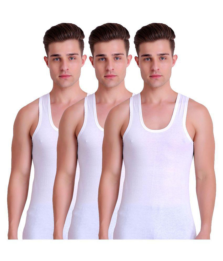 TT White Sleeveless Vests Pack Of 3 - 90