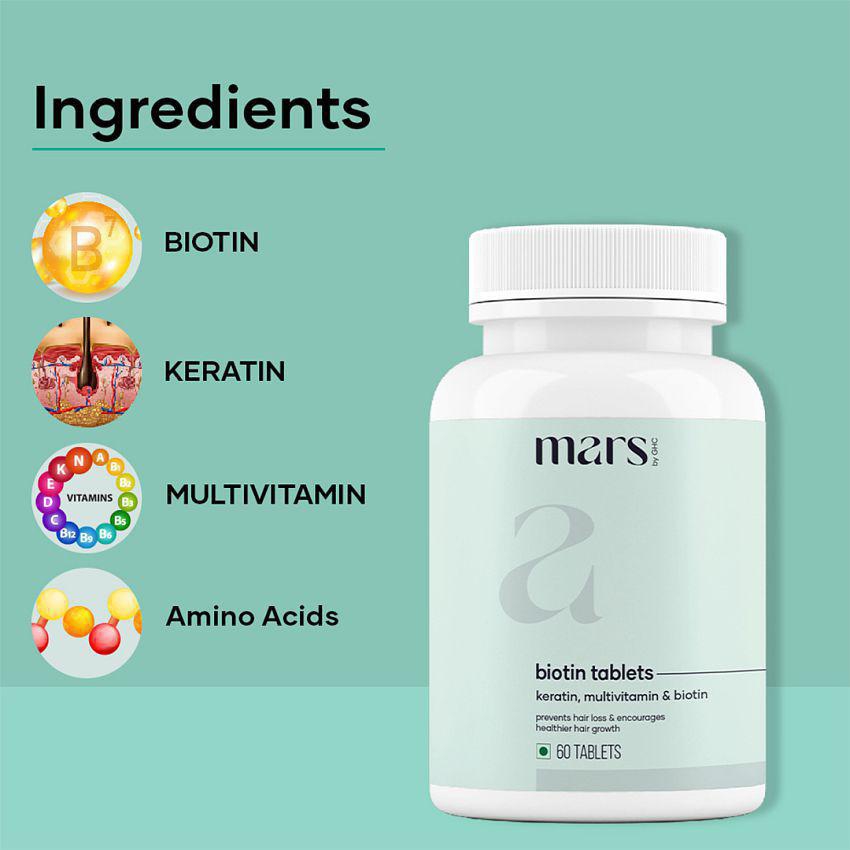 Mars by GHC Hair Growth Biotin Tablets | Multi Vitamin Tablets | Strong Hair Growth (60 No)