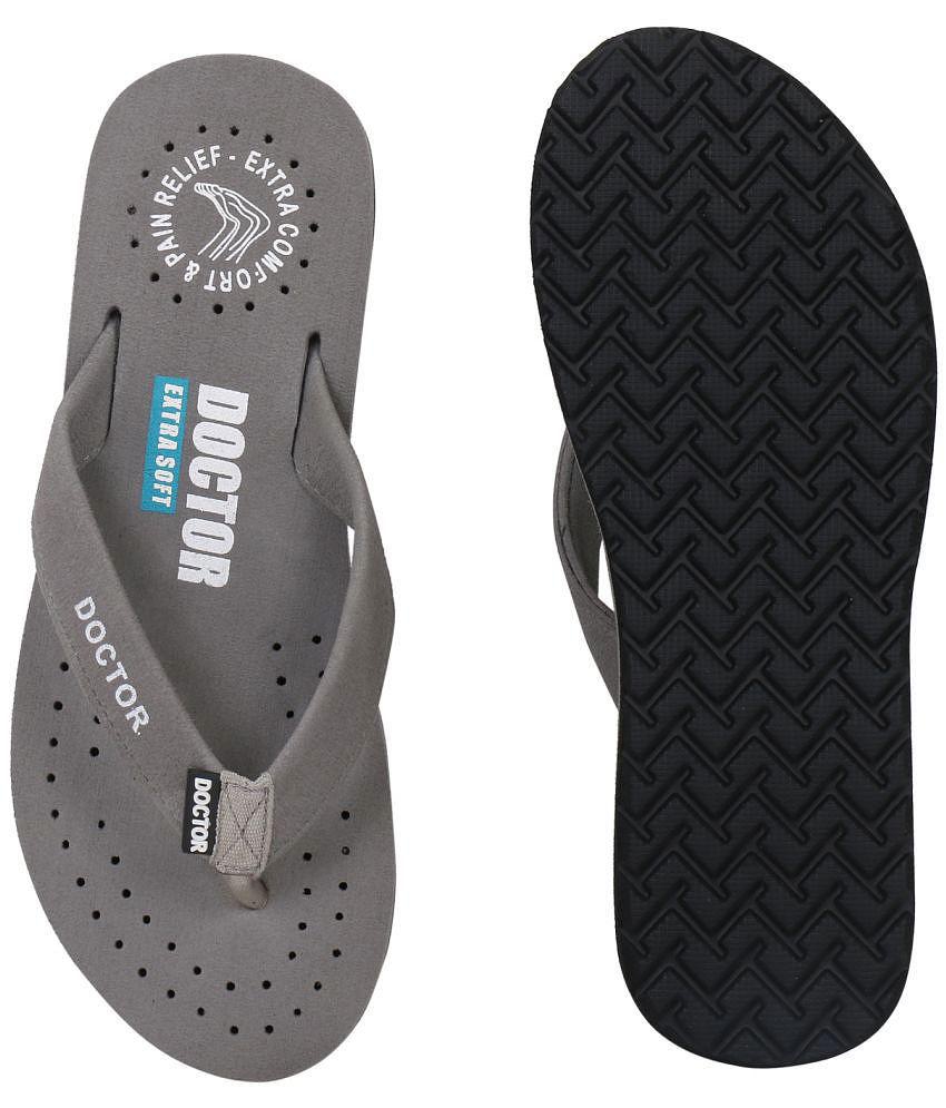 DOCTOR EXTRA SOFT - Dark Grey Womens Thong Flip Flop - None