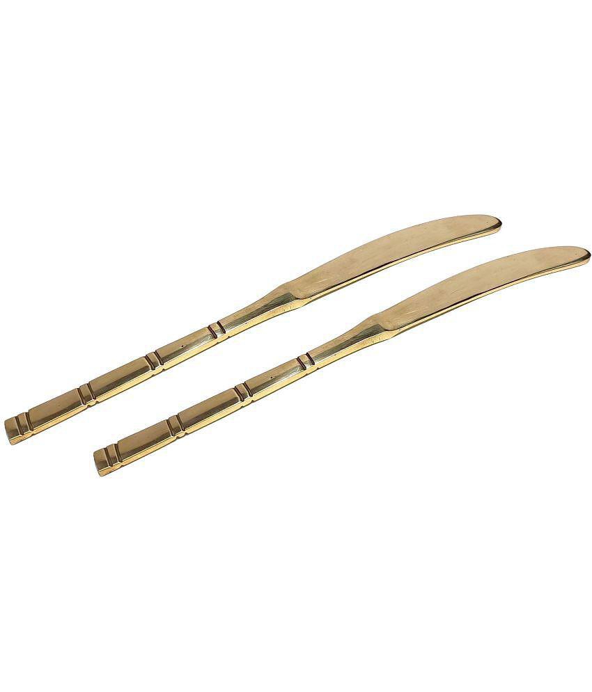 A & H ENTERPRISES - Gold Brass Table Knife ( Pack of 2 ) - Gold