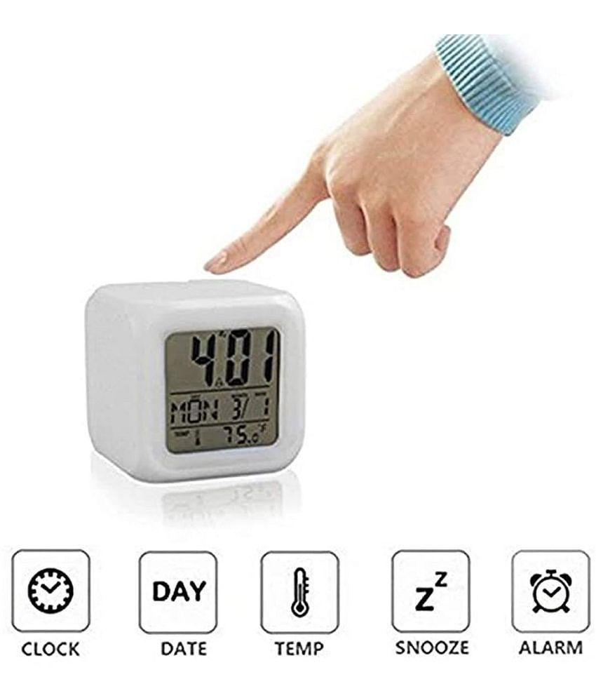 EIGHTEEN ENTERPRISE 7 Colour Changing LED Digital Alarm Clock Table Watch with Date Time Temperature for Office Bedroom Multicolor ,Plastic. - Multi-Color