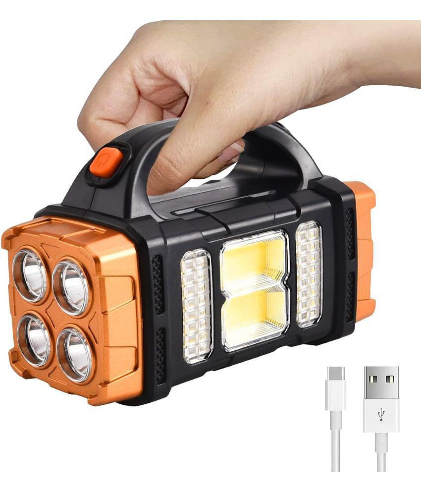 Rechargeable Portable Solar Flashlight Lantern - 1500mAh Emergency Charging Torch With USB Charging & Waterproof For Camping & Fishing - Assorted