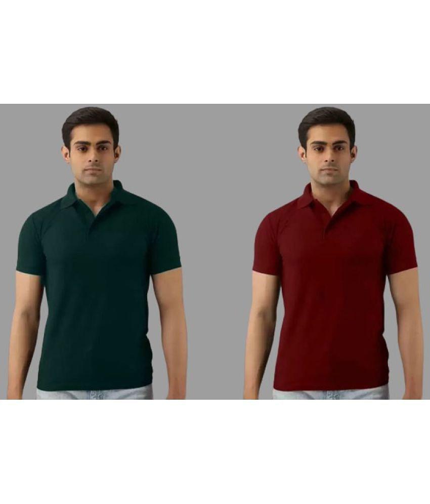 SKYRISE - Multicolor Cotton Blend Slim Fit Men's Polo T Shirt ( Pack of 2 ) - None