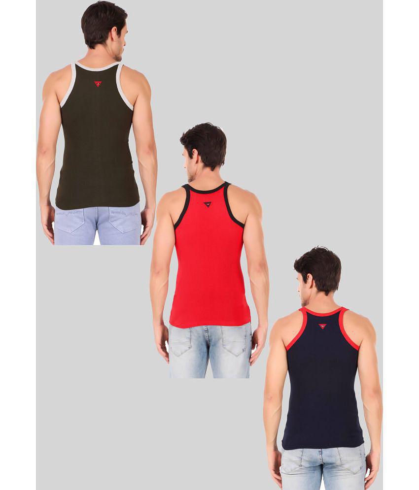 Hap Kings - Multi Cotton Men's Vest ( Pack of 3 ) - None