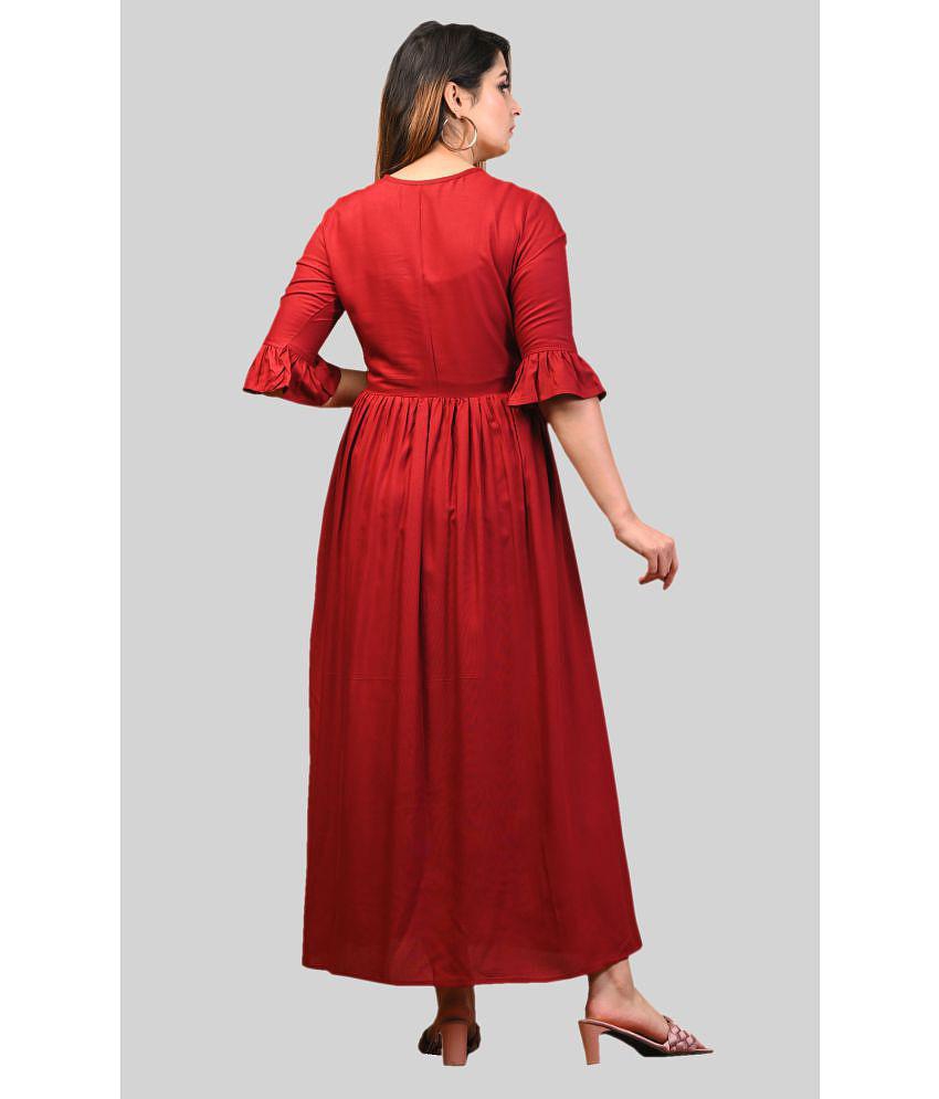 Latest Men Frionkandy - Red Rayon Women's Gown ( Pack of 1 ) - None 2025 at ShopCircuit | ONDC