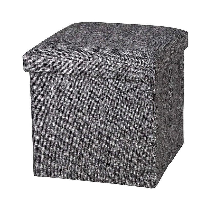 EIGHTEEN ENTERPRISE Seating & Storage Stool Linen Small Coffee Table | Foot Rest Stool Seat | Folding Toys Chest Collapsible - Grey.