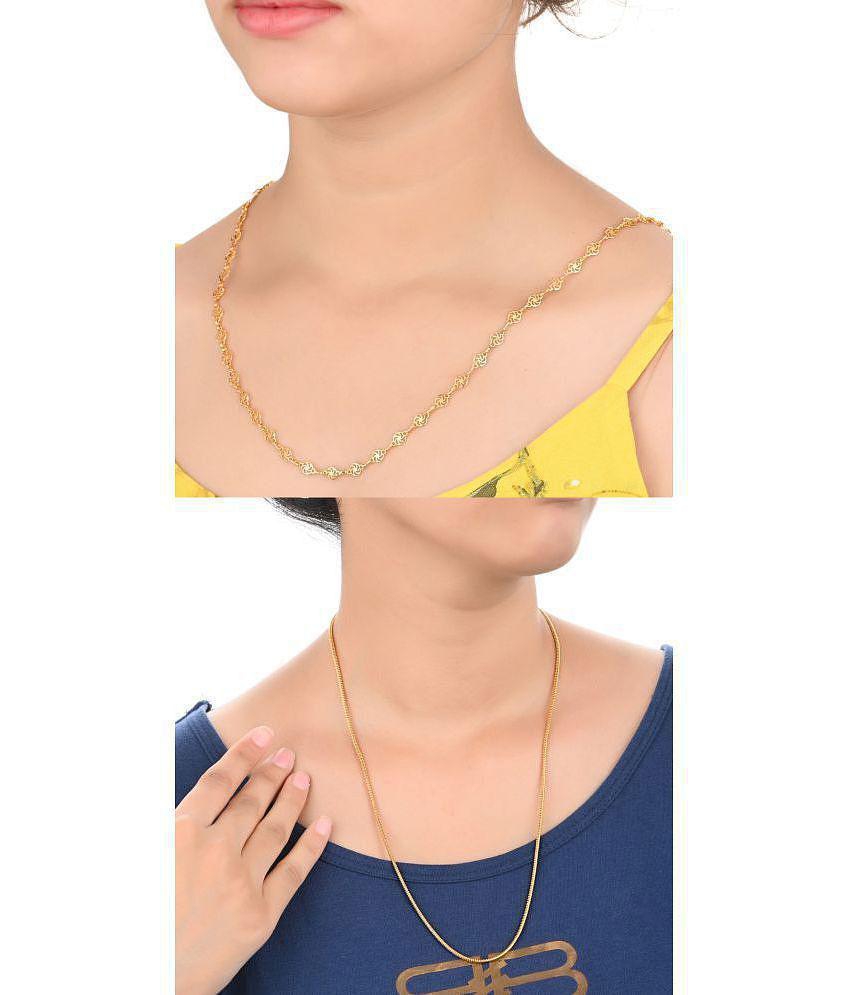 Stylish Men AanyaCentric Combo of 2 Gold Plated 22inches Long Fashion Chain - None 2025 at ShopC