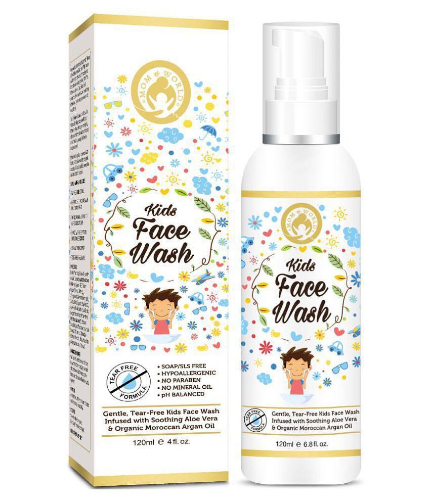 Mom & World Kids Face Wash Tear Free, 120ml (No SLS, Paraben) - With Argan OIl, Aloevera