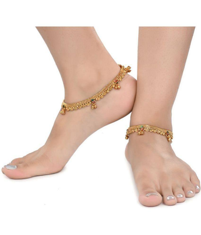 AanyaCentric - Yellow Anklets ( Pack of 2 ) - Yellow