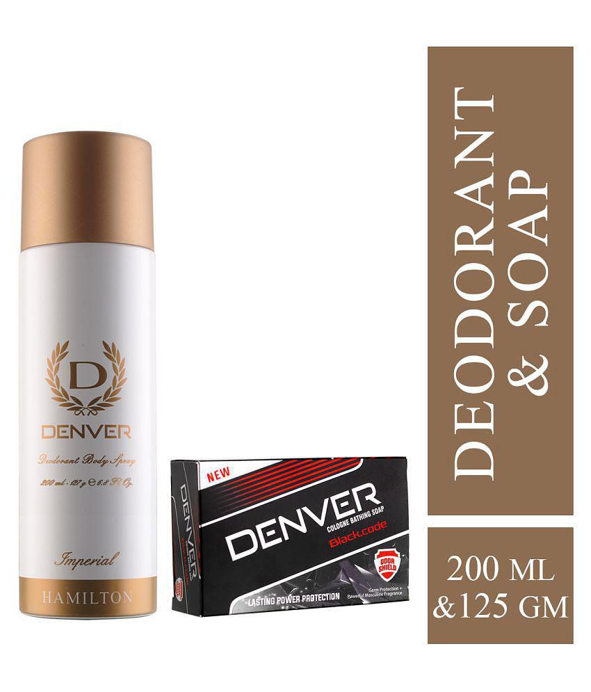 Denver Imperial Deodorant Spray & Black Code Soap (200Ml,125Gm)