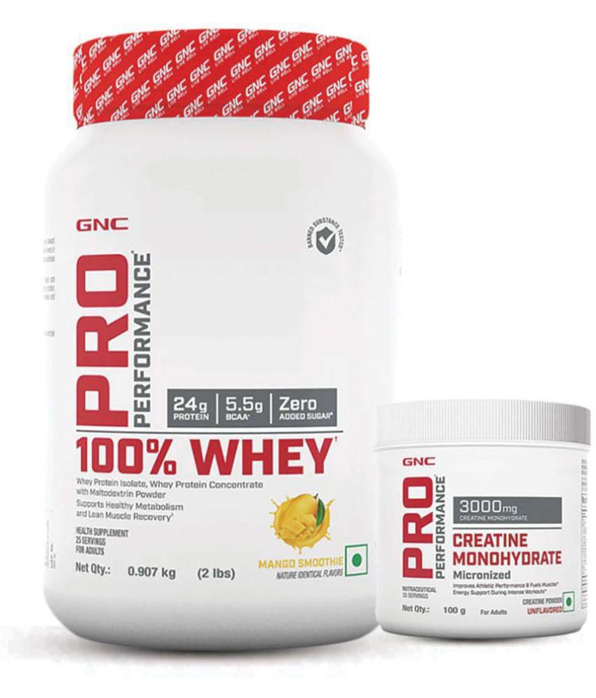 GNC Pro Performance 100% Whey Mango- 2lbs + Creatine Monohydrate- 100gm (Combo)