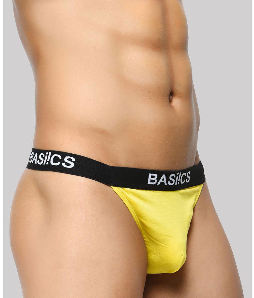 Chic Men BASIICS By La Intimo - Yellow BCSTH01 Spandex Mens Thongs ( Pack of 1 ) - None 2025 at 