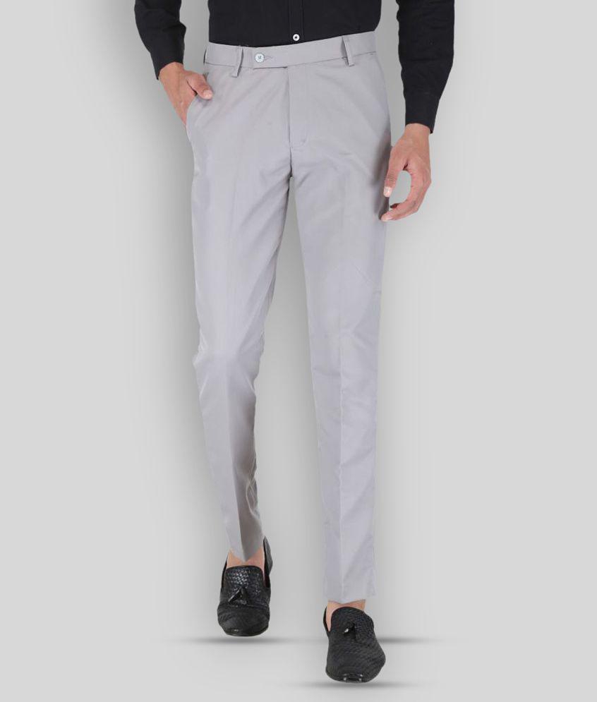 Playerz - Grey Polycotton Slim - Fit Men's Trousers ( Pack of 1 ) - None