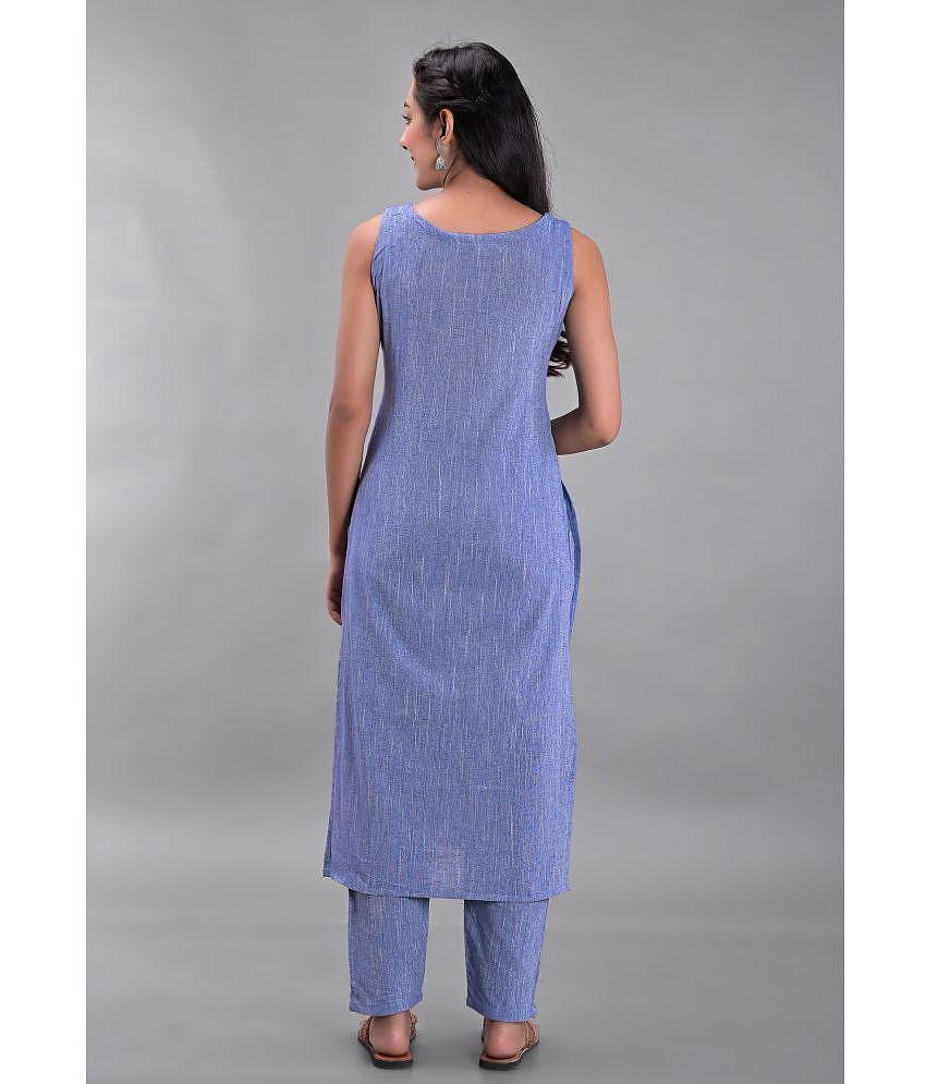 Maquien - Blue Straight Rayon Women's Stitched Salwar Suit ( Pack of 1 ) - None