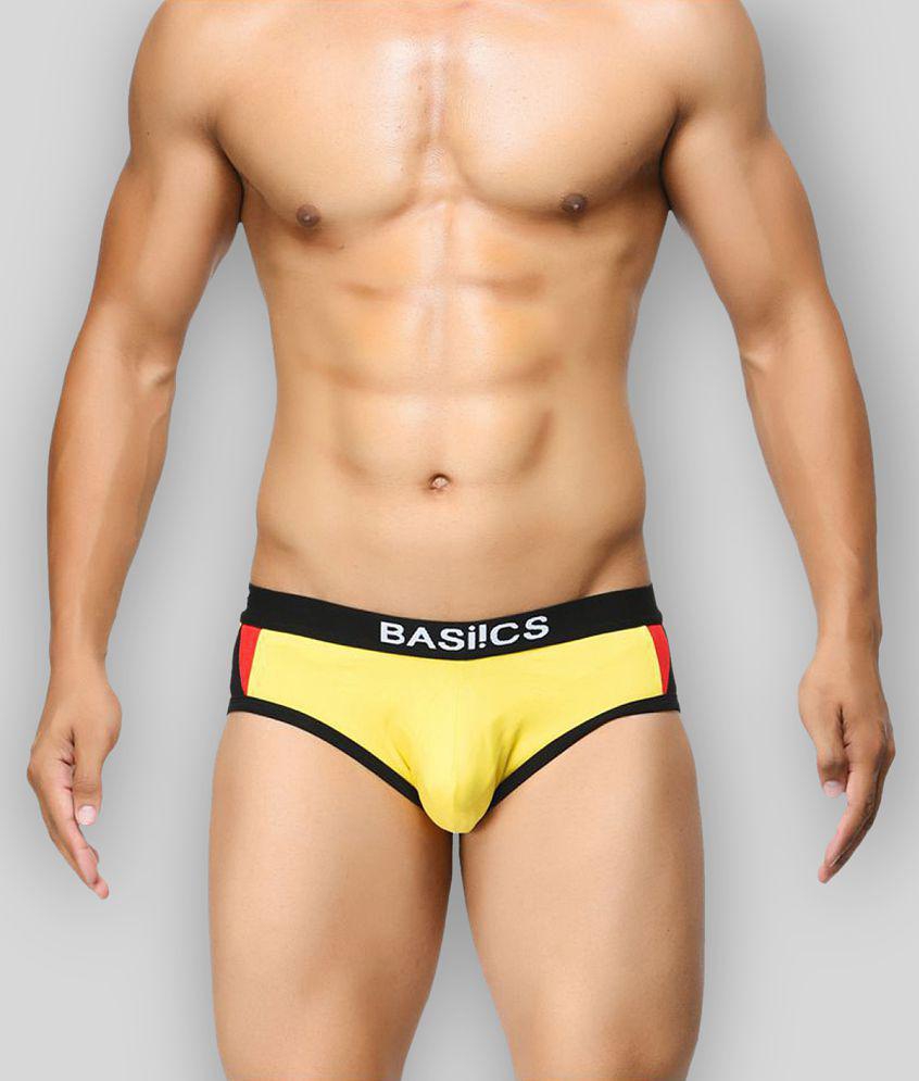 New Men BASIICS By La Intimo - Yellow Cotton Blend Men's Briefs ( Pack of 1 ) - XL 2025 at ShopC
