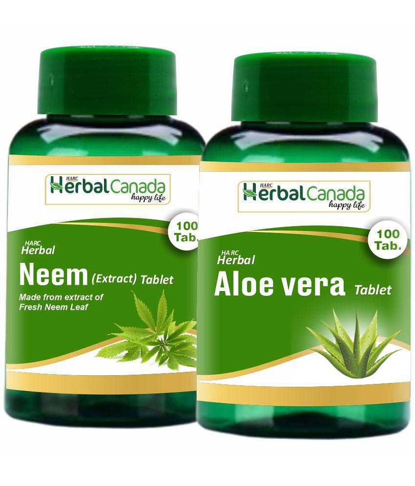 Herbal Canada Neem(100Tab) + Aloe vera (100Tab) Tablet 200 no.s Pack Of 2