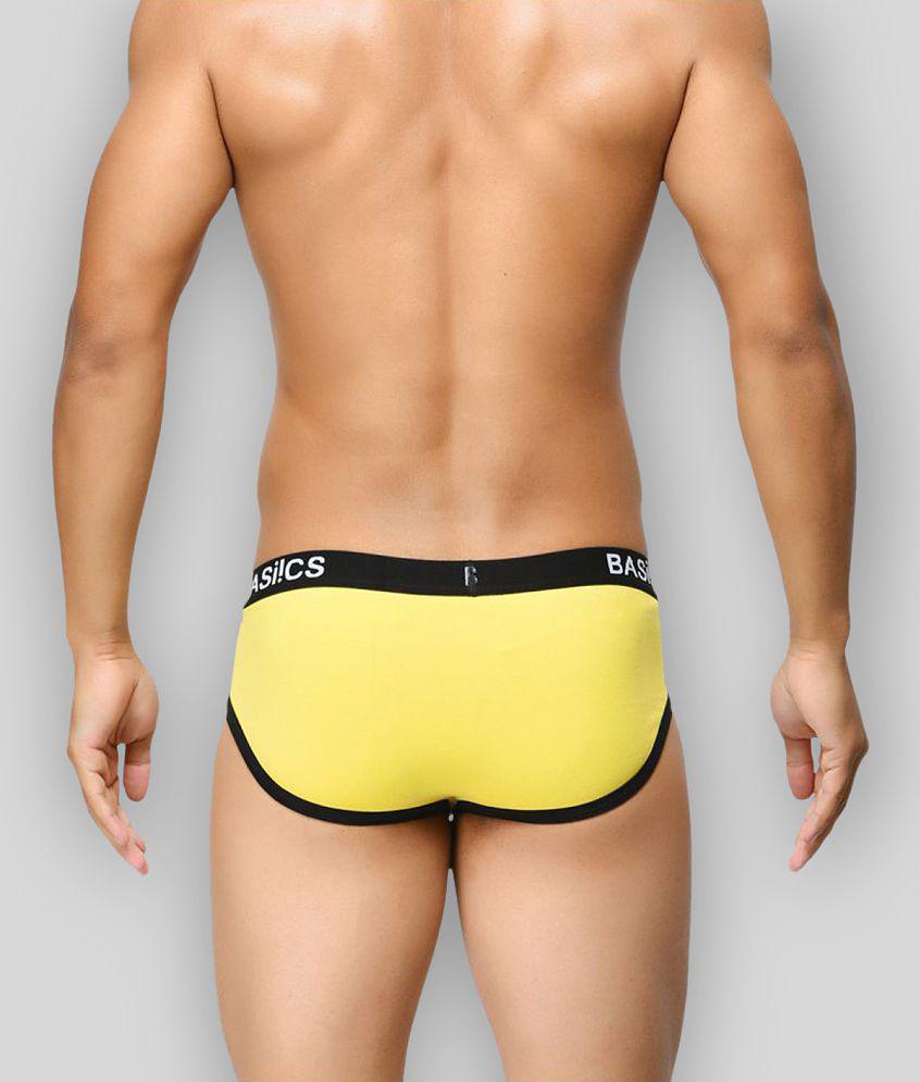 New Men BASIICS By La Intimo - Yellow Cotton Blend Men's Briefs ( Pack of 1 ) - XL 2025 at ShopC