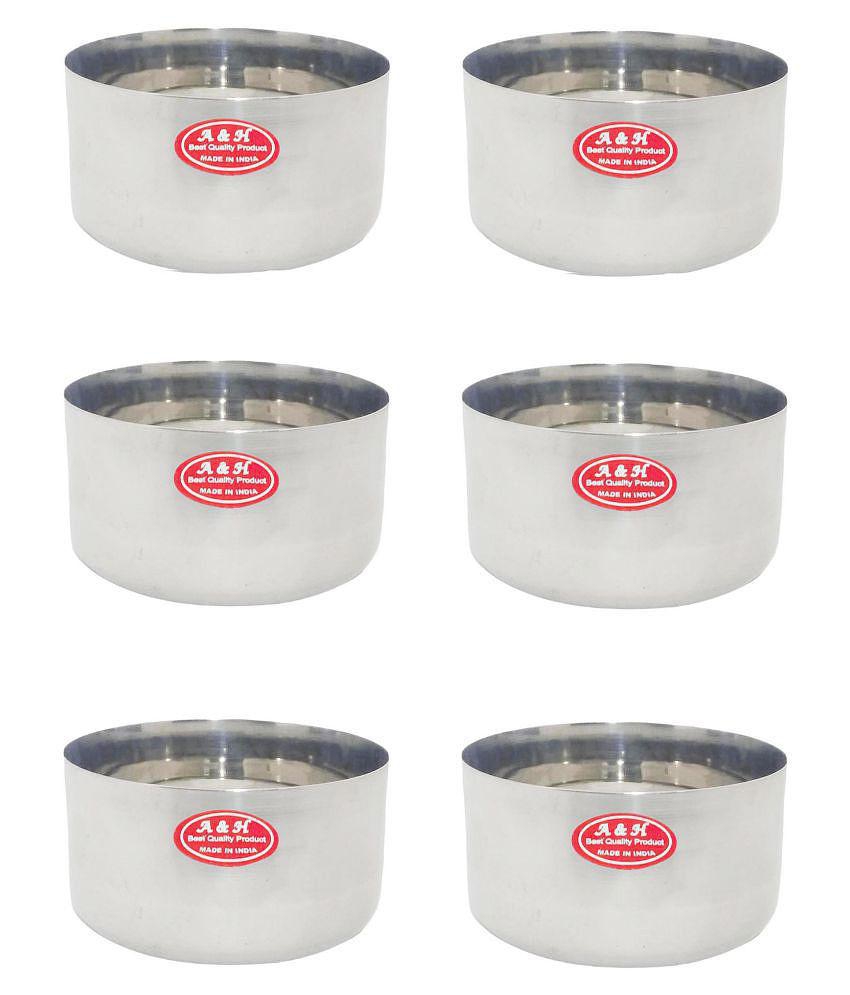 A & H ENTERPRISES 6 Pcs Stainless Steel Cereal Bowl 180 mL - Steel