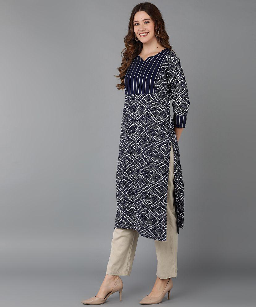 Glorious - Blue Rayon Women's Straight Kurti ( Pack of 1 ) - None