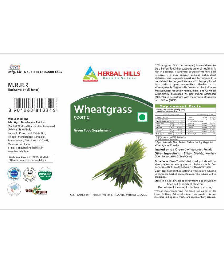 Herbal Hills Wheatgrass Super Saver Pack Tablet 500 no.s Pack Of 1