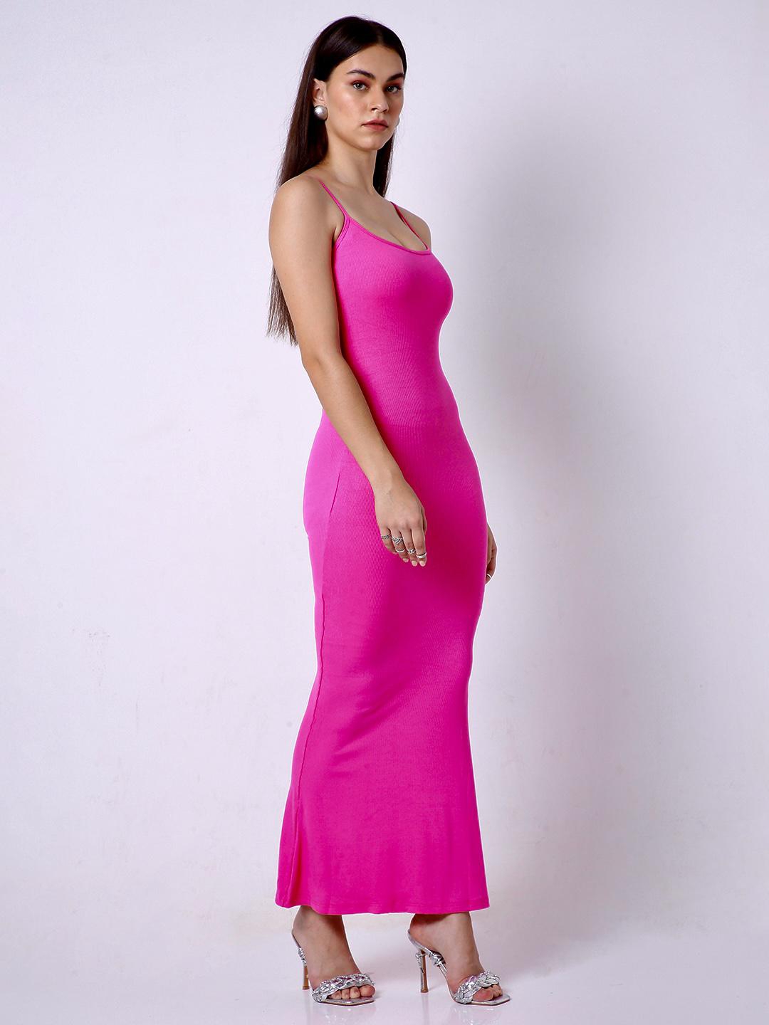 Built in Bra and Shapewear Pink Cami Long Dress
